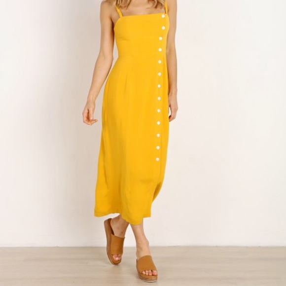 NWOT Capulet brand @ Revolve button dress in saffron yellow Sz Small ☀️ charming - Picture 4 of 10